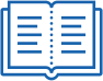 A blue and black picture of an open book.